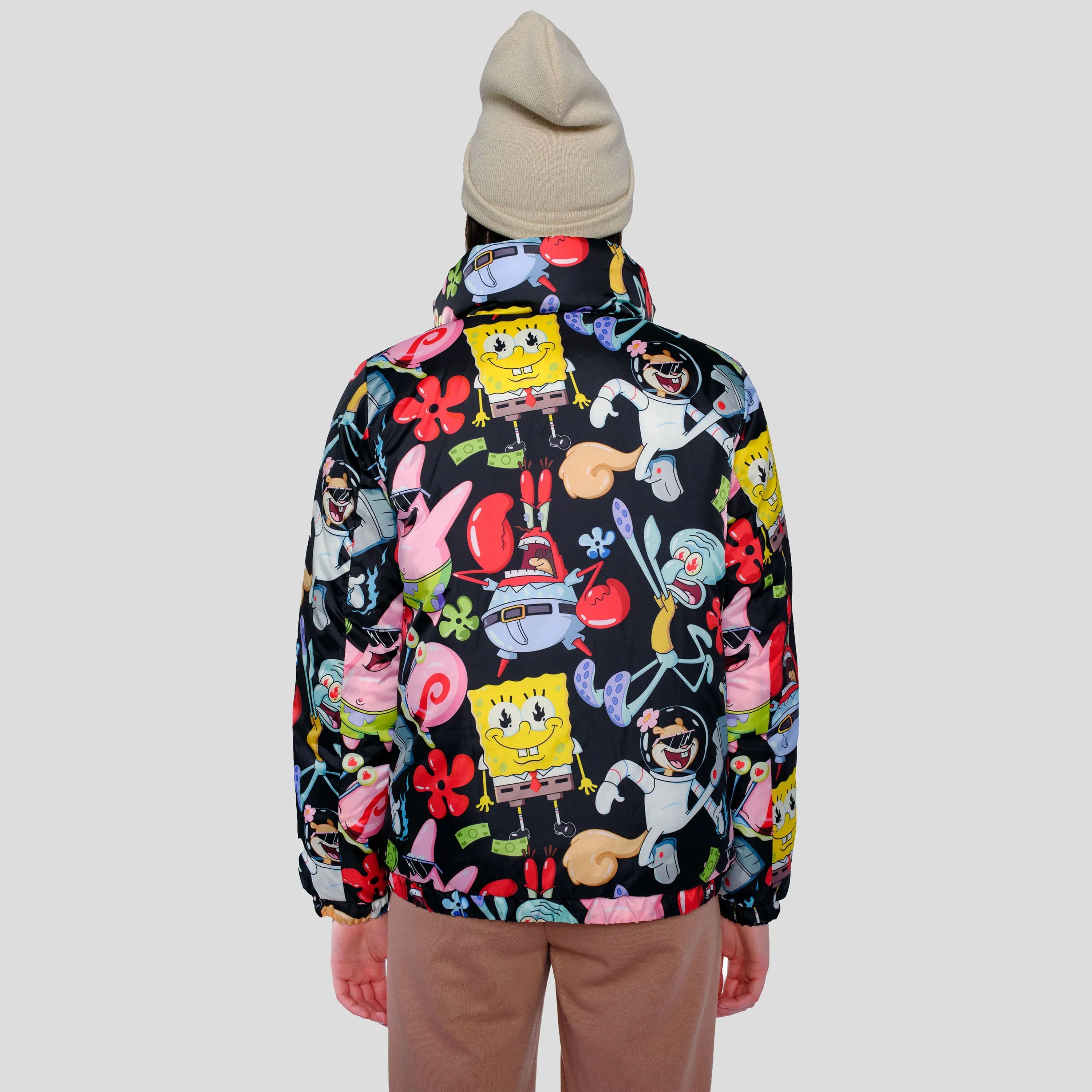 Members Only Women's Spongebob Reversible Cire Puffer Jacket