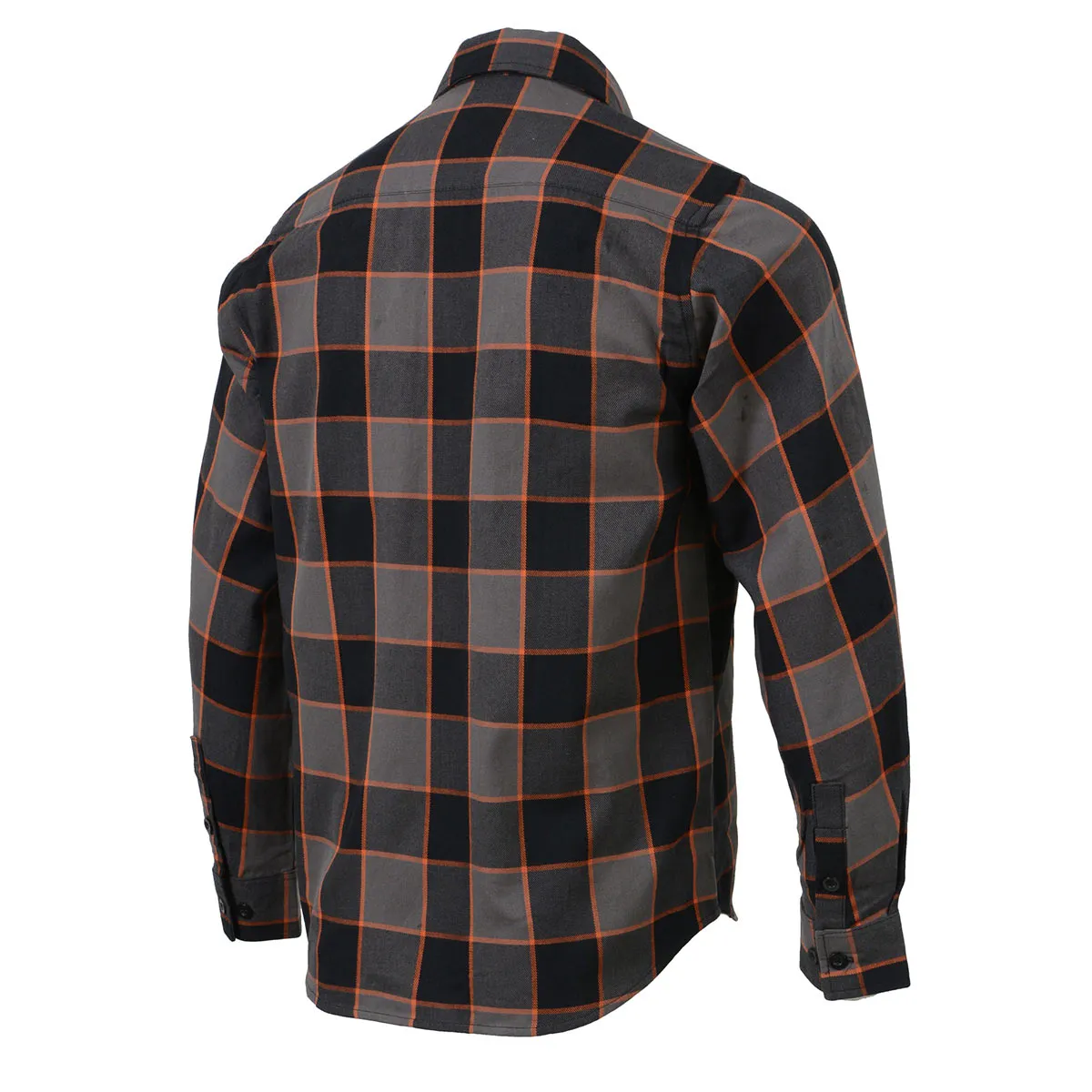 Milwaukee Leather MNG11648 Men's Grey with Brown and Orange Long Sleeve Cotton Flannel Shirt