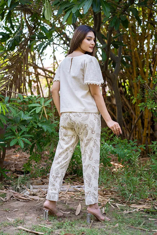 Moralfibre Golden Peacock Ankle Pants