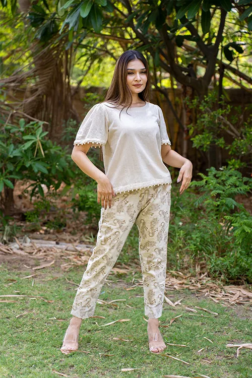 Moralfibre Golden Peacock Ankle Pants