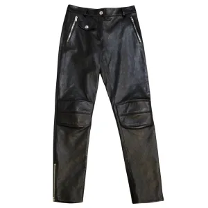 Moschino Couture Black / Silver Zipper Detail Leather Pants