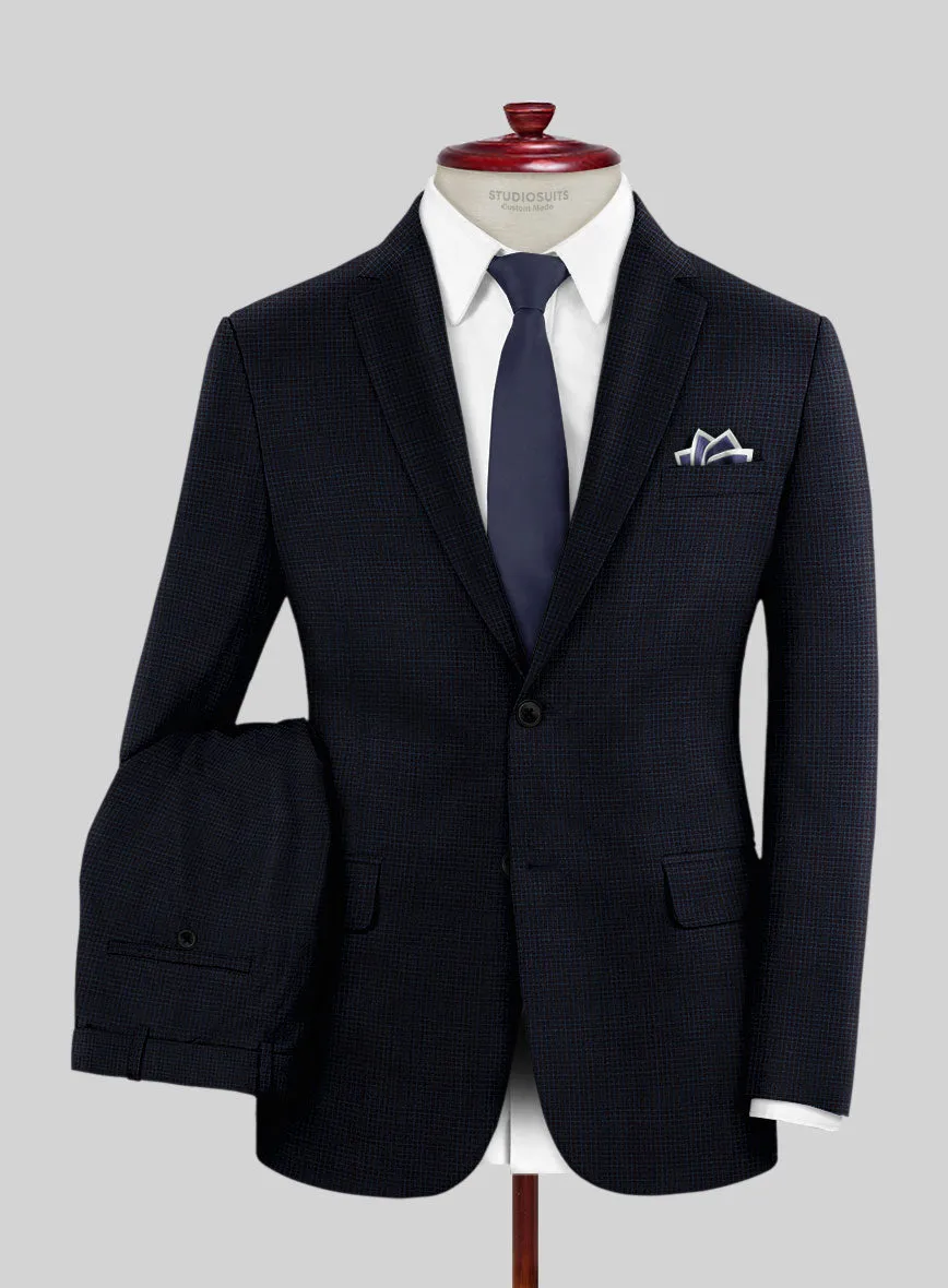 Napolean Alda Gingham Dark Blue Wool Suit