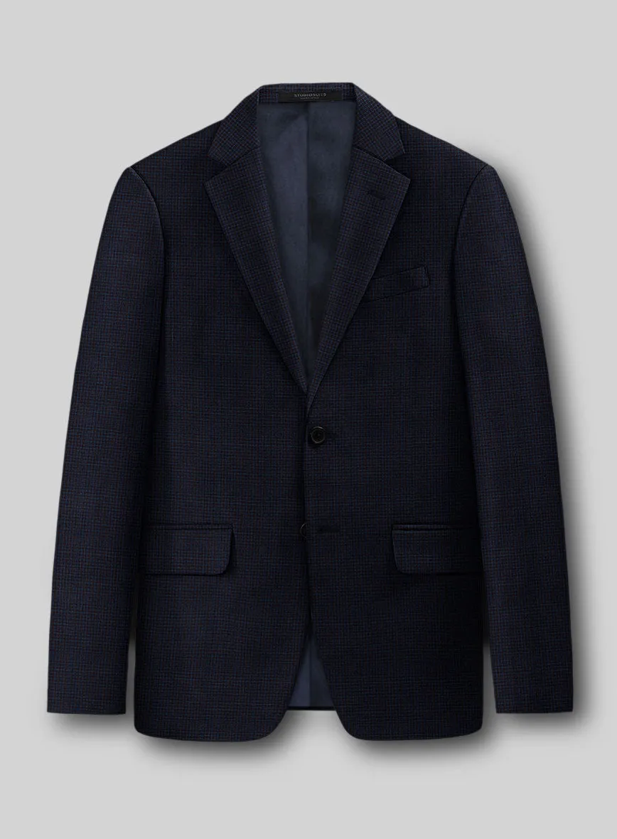 Napolean Alda Gingham Dark Blue Wool Suit