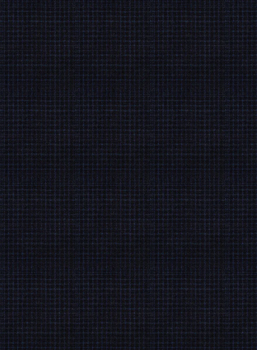 Napolean Alda Gingham Dark Blue Wool Suit