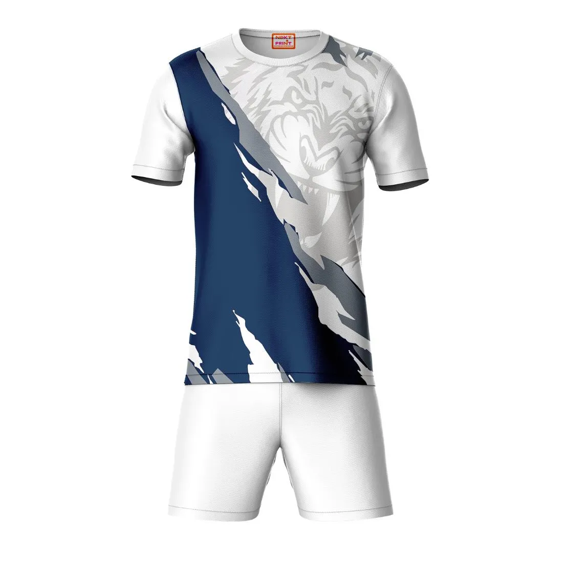 Next Print Round neck jersey white with shorts NPTS160