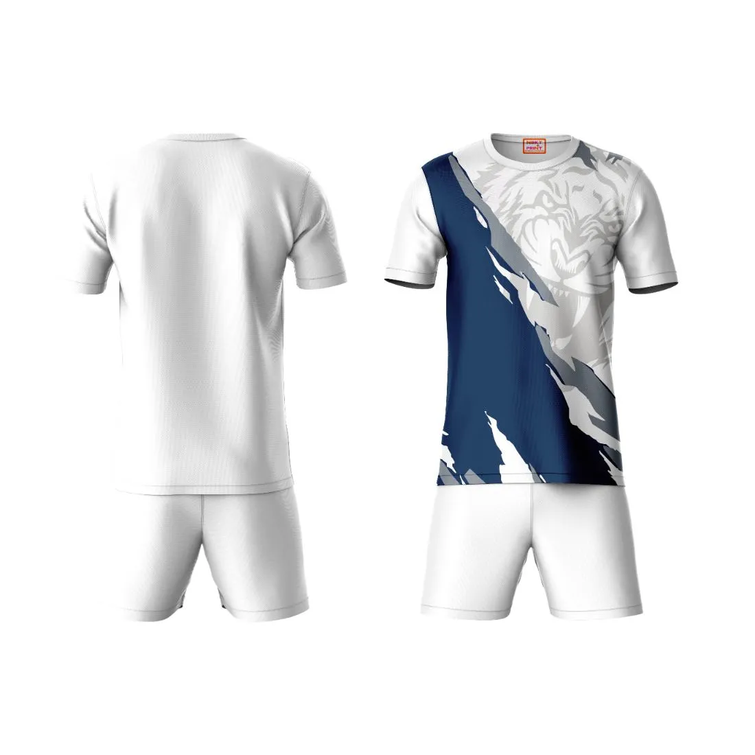 Next Print Round neck jersey white with shorts NPTS160