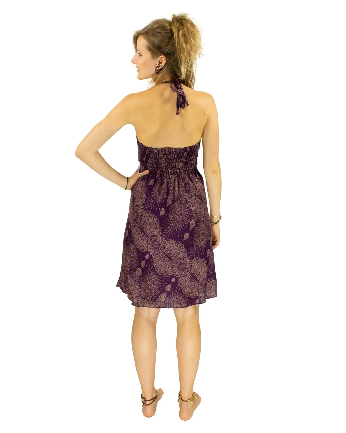 Pearl Halterneck Dress Purple