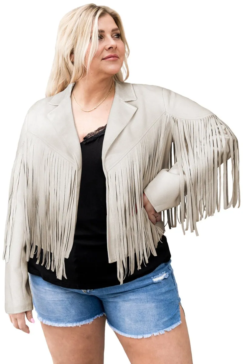 Plus Size Fringe Cropped Jacket