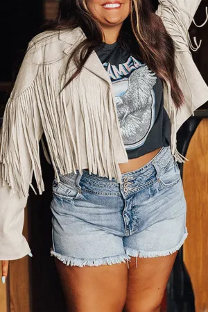 Plus Size Fringe Cropped Jacket