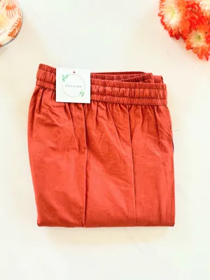 Poplin Cotton Lounge Pants Women - Burnt Orange