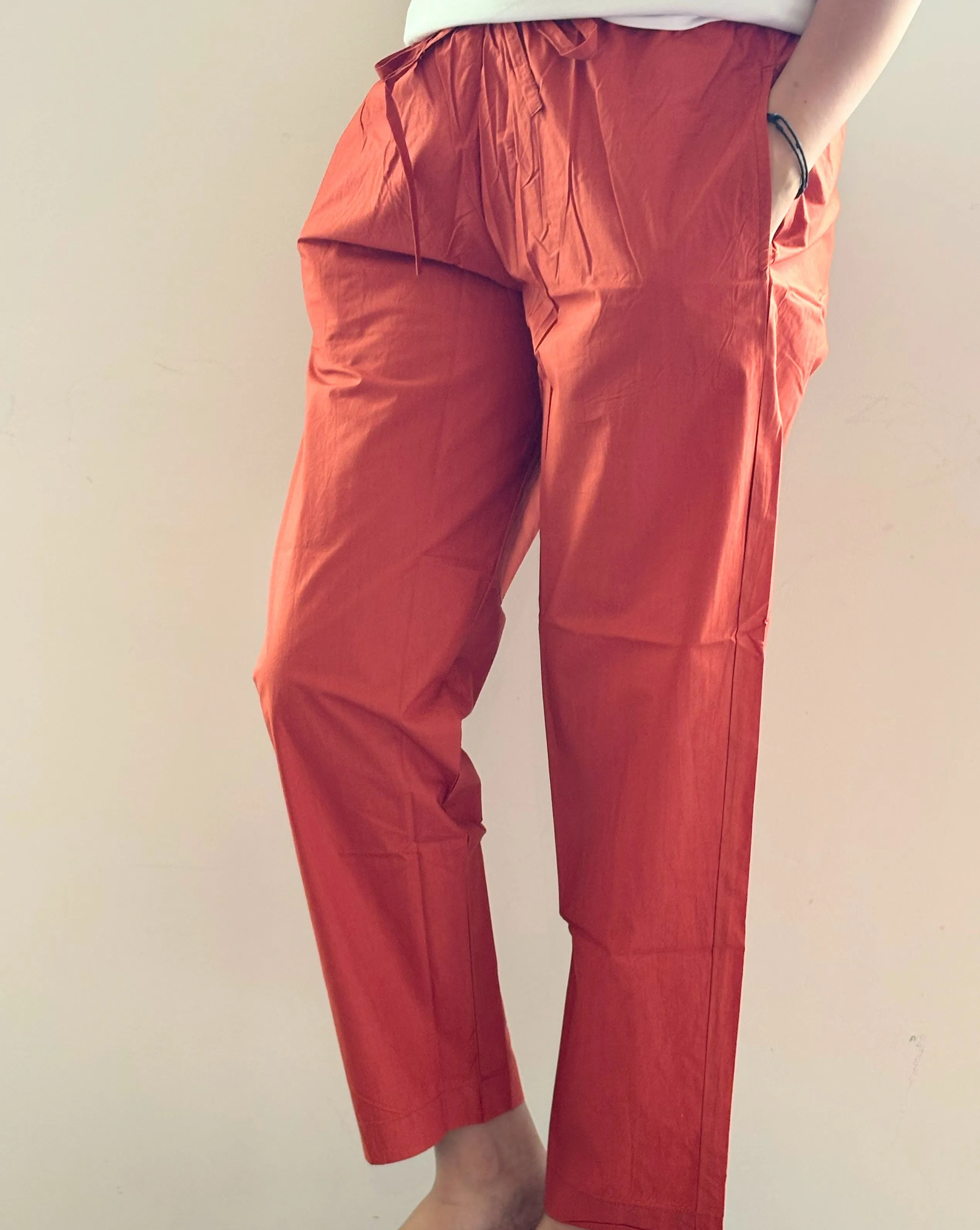 Poplin Cotton Lounge Pants Women - Burnt Orange