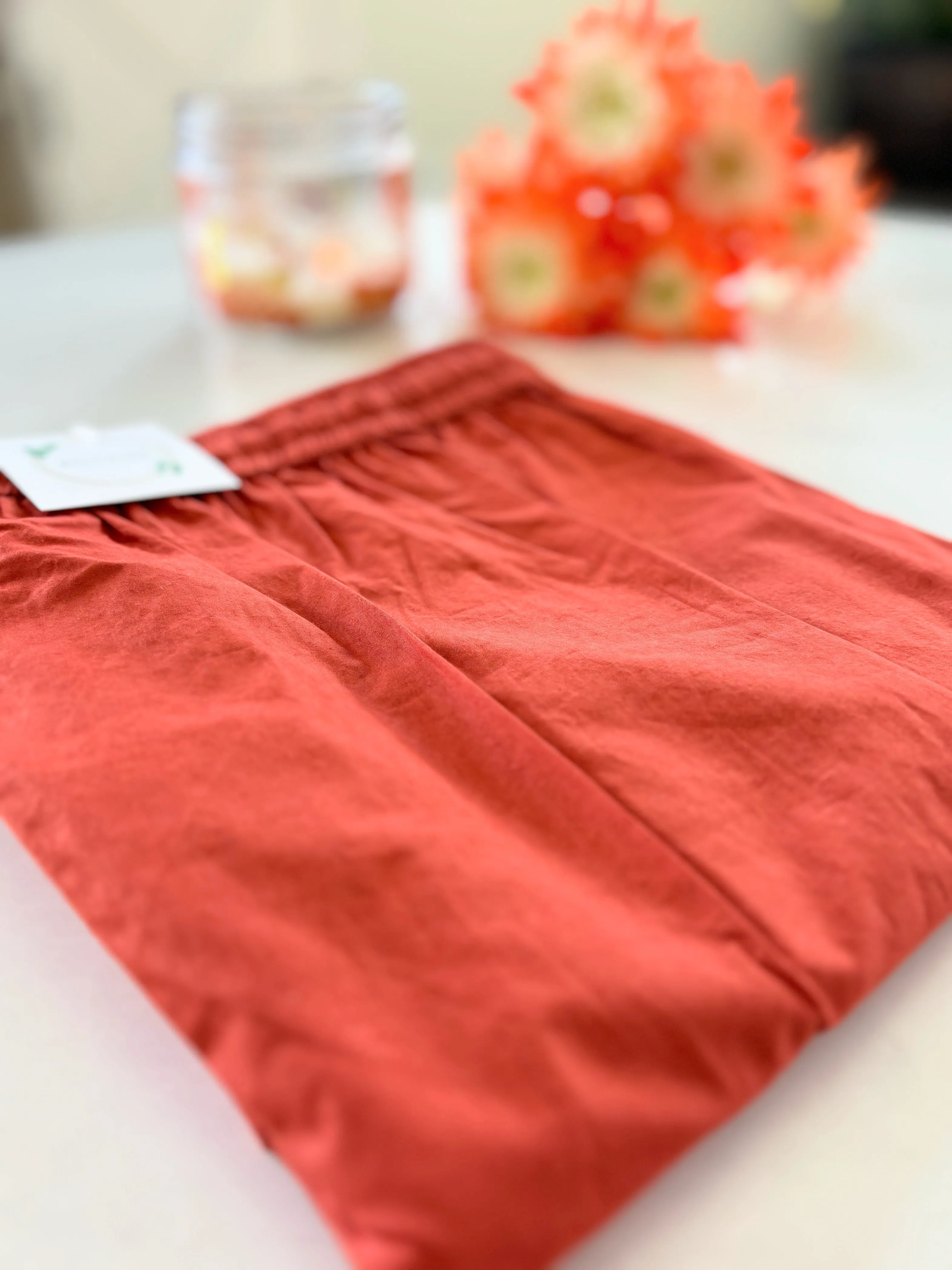 Poplin Cotton Lounge Pants Women - Burnt Orange