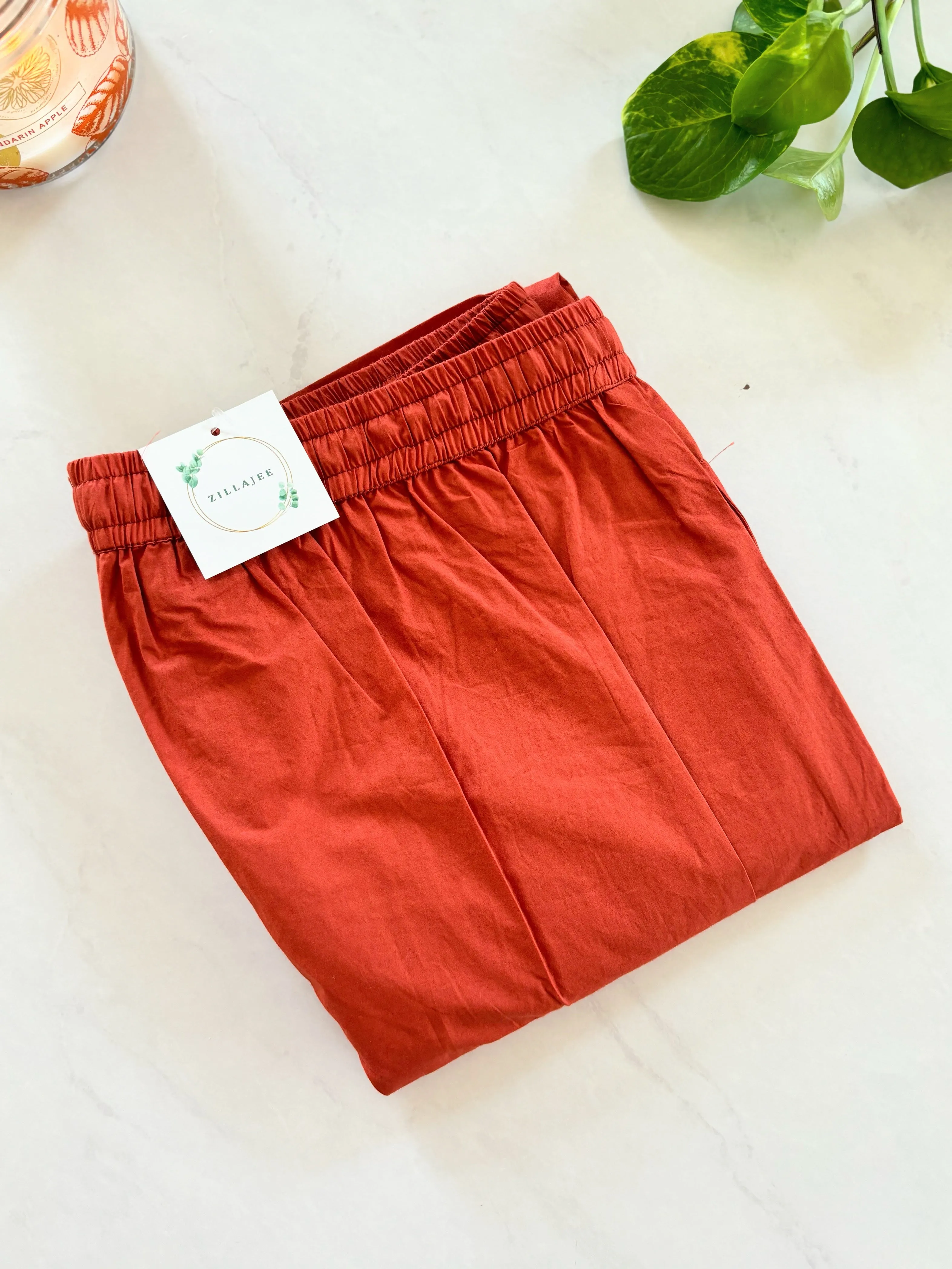 Poplin Cotton Lounge Pants Women - Burnt Orange