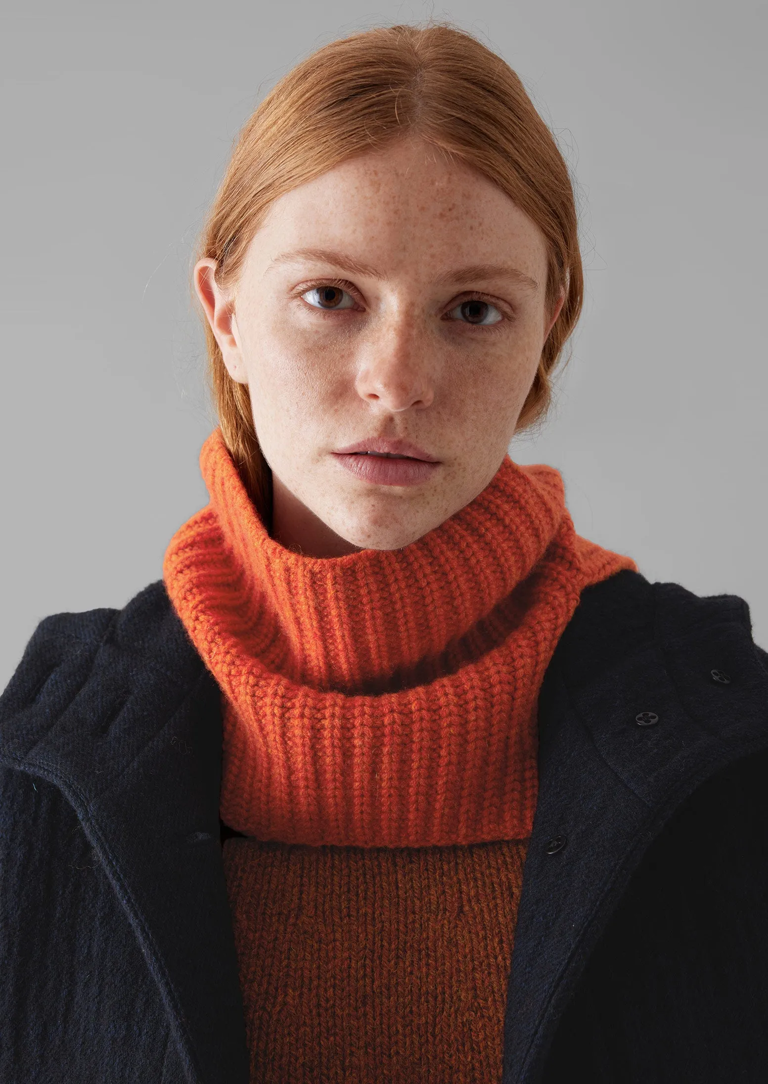 Ribbed Wool Cashmere Snood | Burnt Ember