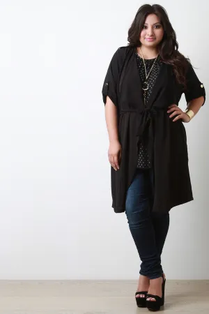 Sash Tie Chiffon Longline Cardigan