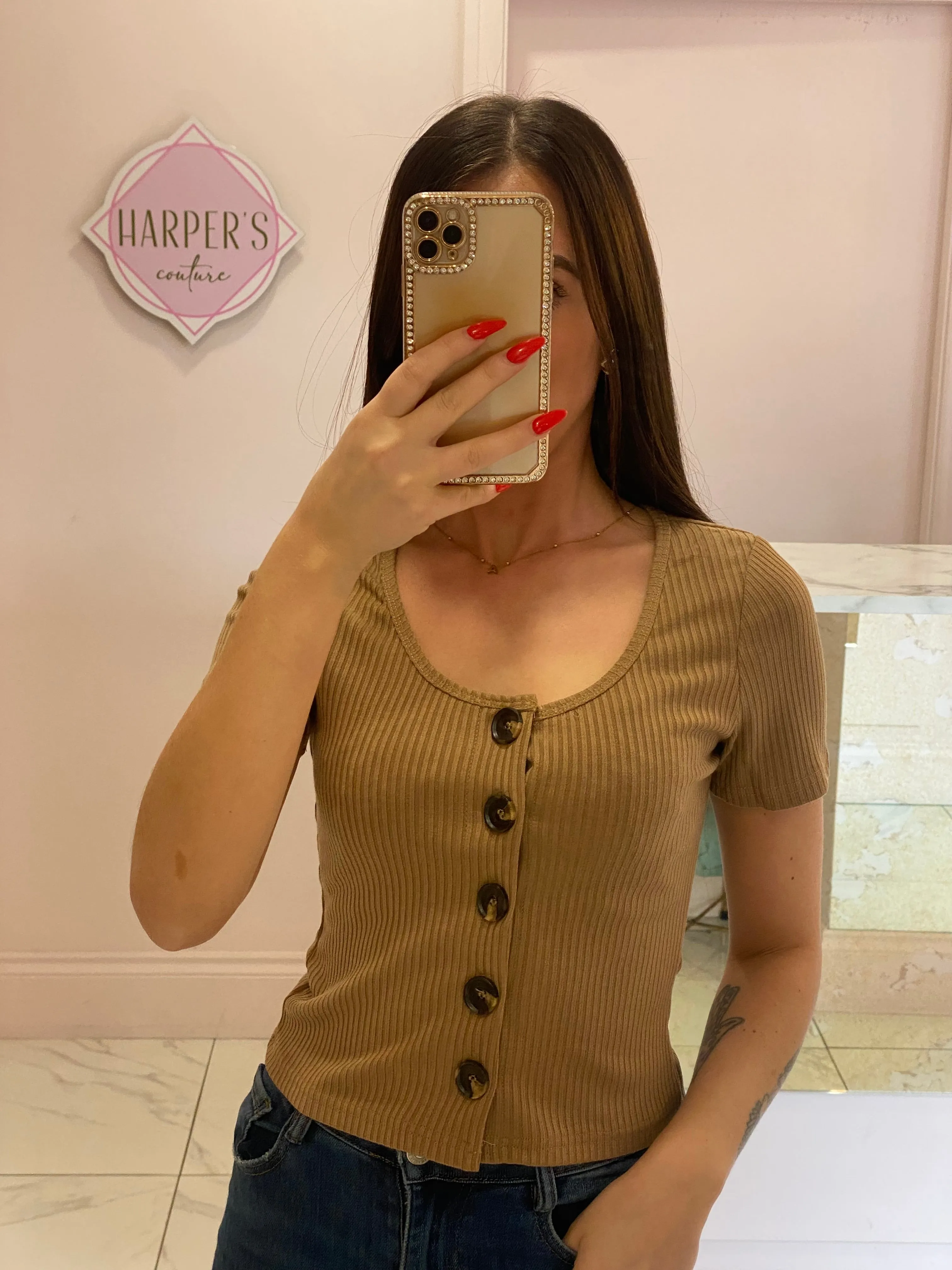 Scarlett Button Detail Top