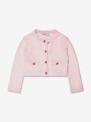 Self Portrait Girls Knitted Cardigan in Pink