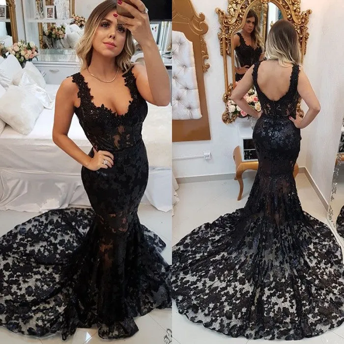 Sexy Black Evening Dresses | Mermaid Long Prom Gowns BC0464