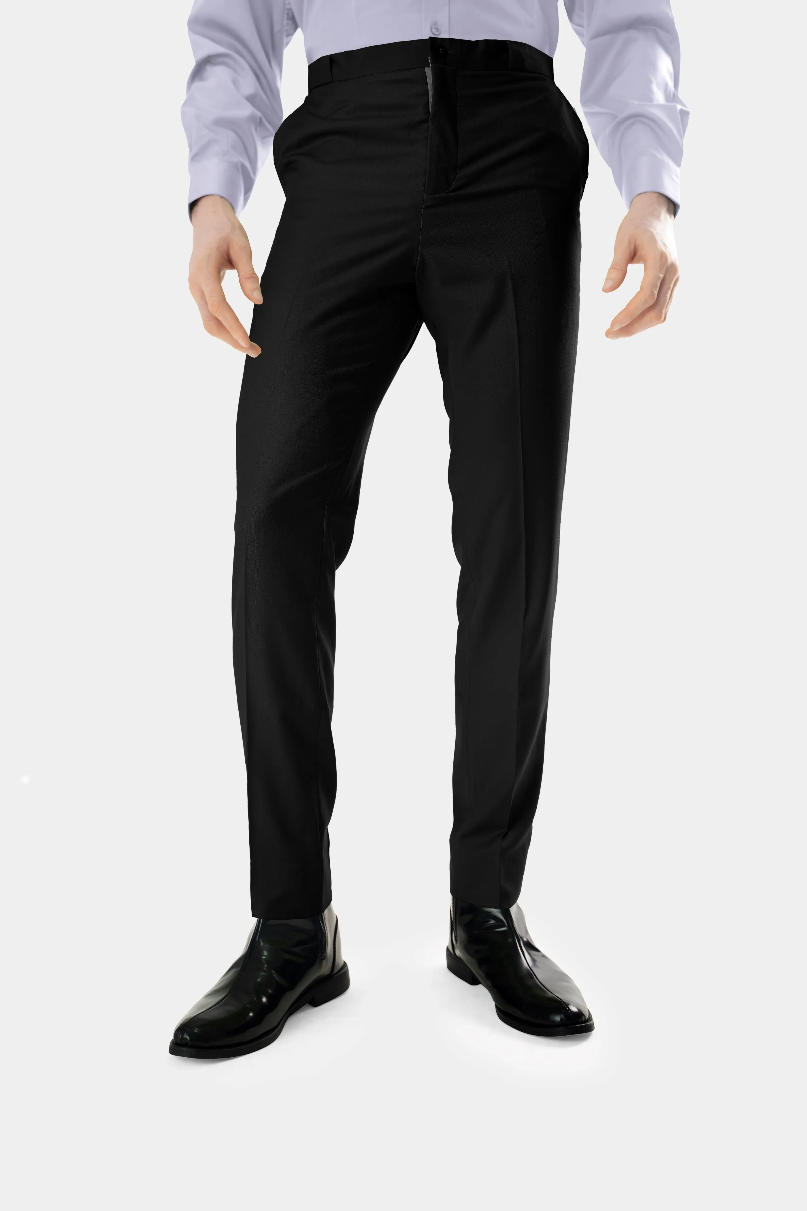 Standard Length Long Sleeve Wool Pants in Black