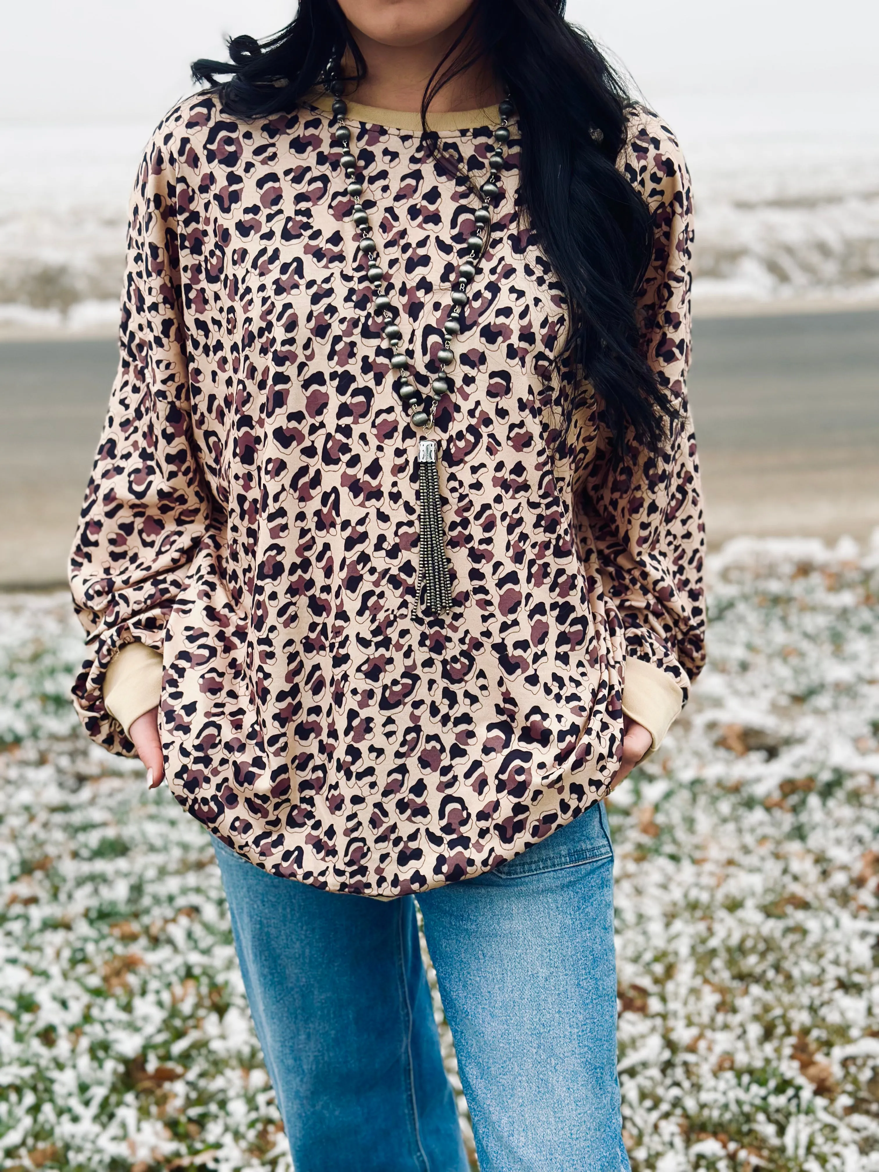 Tan Leopard Crewneck