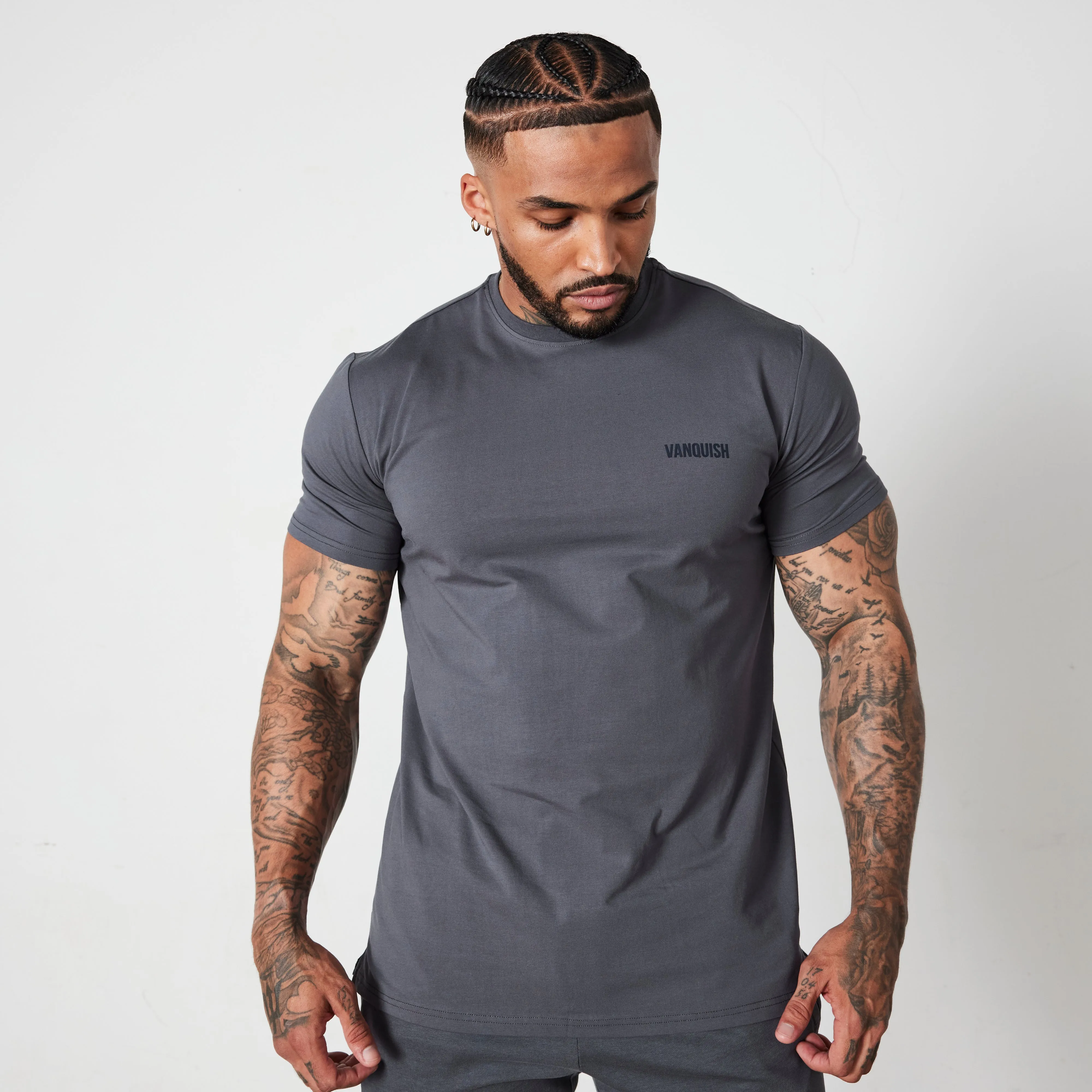 Vanquish Essential Denim Blue Slim Fit Short Sleeve T Shirt