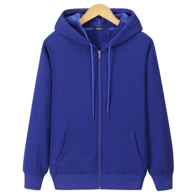 xiangtuibao New Winter Plus Men Hoodie Plus Velvet Thick Pure Cotton Solid Color Warm And Soft Ladies Zipper Coat Casual Sweatshirt