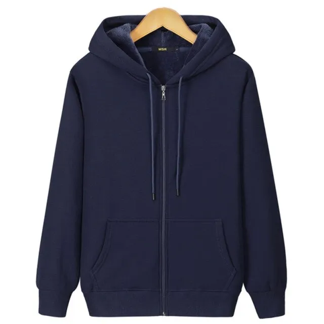 xiangtuibao New Winter Plus Men Hoodie Plus Velvet Thick Pure Cotton Solid Color Warm And Soft Ladies Zipper Coat Casual Sweatshirt